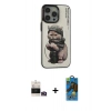 MARSİLYAN™- iPhone 14 Pro Max Kılıf Siluet Modern Özel Seri - Siyah 18D Cam Ekran Koruyucu + Bilvis Titan Kamera Lens - GD