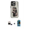 MARSİLYAN™- iPhone 14 Pro Max Kılıf Siluet Modern Özel Seri - Siyah 18D Cam Ekran Koruyucu + Bilvis Titan Kamera Lens - DNMR