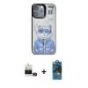 MARSİLYAN™- iPhone 14 Pro Max Kılıf Siluet Modern Özel Seri - Siyah 18D Cam Ekran Koruyucu + Bilvis Titan Kamera Lens - GD