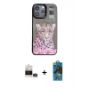MARSİLYAN™- iPhone 14 Pro Max Kılıf Siluet Modern Özel Seri - Siyah 18D Cam Ekran Koruyucu + Bilvis Titan Kamera Lens - GD
