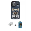 MARSİLYAN™- iPhone 14 Pro Max Kılıf Siluet Modern Özel Seri - Siyah 18D Cam Ekran Koruyucu + Gold Band Metal Kamera Lens