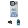 MARSİLYAN™- iPhone 14 Pro Max Kılıf Siluet Modern Özel Seri - Siyah 18D Cam Ekran Koruyucu + Gold Raze Metal Kamera Lens