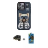 MARSİLYAN™- iPhone 14 Pro Max Kılıf Siluet Modern Özel Seri - Siyah 18D Cam Ekran Koruyucu + Gold Raze Metal Kamera Lens