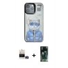 MARSİLYAN™- iPhone 14 Pro Max Kılıf Siluet Modern Özel Seri - Siyah 360 Mat Full Body Arka Koruyucu + Bilvis Titan Kamera Lens - GD