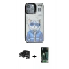 MARSİLYAN™- iPhone 14 Pro Max Kılıf Siluet Modern Özel Seri - Siyah 360 Mat Full Body Arka Koruyucu + Raze Metal Kamera Lens - GS