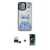 MARSİLYAN™- iPhone 14 Pro Max Kılıf Siluet Modern Özel Seri - Siyah 360 Mat Full Body Arka Koruyucu + Bilvis Titan Kamera Lens - SH