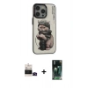 MARSİLYAN™- iPhone 14 Pro Max Kılıf Siluet Modern Özel Seri - Siyah 360 Mat Full Body Arka Koruyucu + Bilvis Titan Kamera Lens - SH