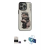 MARSİLYAN™- iPhone 14 Pro Max Kılıf Siluet Modern Özel Seri - Siyah 3D Antistatik Cam Ekran Koruyucu + Bilvis Titan Kamera Lens - GS