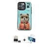 MARSİLYAN™- iPhone 14 Pro Max Kılıf Siluet Modern Özel Seri - Siyah 3D Antistatik Cam Ekran Koruyucu + Bilvis Titan Kamera Lens - GS