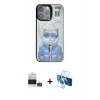 MARSİLYAN™- iPhone 14 Pro Max Kılıf Siluet Modern Özel Seri - Siyah 3D Antistatik Cam Ekran Koruyucu + Bilvis Titan Kamera Lens - GS
