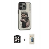 MARSİLYAN™- iPhone 14 Pro Max Kılıf Siluet Modern Özel Seri - Siyah 6D Mat Seramik Hayalet Nano Ekran Koruyucu + PVD Metal Kamera Lens - TU