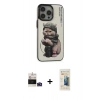 MARSİLYAN™- iPhone 14 Pro Max Kılıf Siluet Modern Özel Seri - Siyah 6D Mat Seramik Hayalet Nano Ekran Koruyucu + Derin Mor Bilvis Titan Kamera Lens