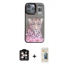 MARSİLYAN™- iPhone 14 Pro Max Kılıf Siluet Modern Özel Seri - Siyah 6D Mat Seramik Hayalet Nano Ekran Koruyucu + PVD Metal Kamera Lens - TU