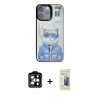 MARSİLYAN™- iPhone 14 Pro Max Kılıf Siluet Modern Özel Seri - Siyah 6D Mat Seramik Hayalet Nano Ekran Koruyucu + PVD Metal Kamera Lens - TU