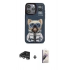 MARSİLYAN™- iPhone 14 Pro Max Kılıf Siluet Modern Özel Seri - Siyah Bilvis 3D Mat Cam Ekran Koruyucu + Gümüş Raze Metal Kamera Lens