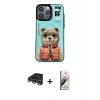 MARSİLYAN™- iPhone 14 Pro Max Kılıf Siluet Modern Özel Seri - Siyah Bilvis 3D Mat Cam Ekran Koruyucu + Gümüş Raze Metal Kamera Lens
