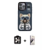 MARSİLYAN™- iPhone 14 Pro Max Kılıf Siluet Modern Özel Seri - Siyah Bilvis 3D Mat Cam Ekran Koruyucu + PVD Metal Kamera Lens - TU