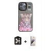MARSİLYAN™- iPhone 14 Pro Max Kılıf Siluet Modern Özel Seri - Siyah Bilvis 3D Mat Cam Ekran Koruyucu + PVD Metal Kamera Lens - TU