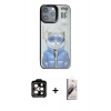 MARSİLYAN™- iPhone 14 Pro Max Kılıf Siluet Modern Özel Seri - Siyah Bilvis 3D Mat Cam Ekran Koruyucu + PVD Metal Kamera Lens - TU