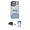 MARSİLYAN™- iPhone 14 Pro Max Kılıf Siluet Modern Özel Seri - Siyah Bilvis 5in1 3D Magic Cam Ekran Koruyucu + Gold Raze Metal Kamera Lens