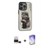 MARSİLYAN™- iPhone 14 Pro Max Kılıf Siluet Modern Özel Seri - Siyah Bilvis 5in1 3D Magic Cam Ekran Koruyucu + Bilvis Titan Kamera Lens - SH