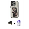 MARSİLYAN™- iPhone 14 Pro Max Kılıf Siluet Modern Özel Seri - Siyah Bilvis 5in1 3D Magic Cam Ekran Koruyucu + Gold Raze Metal Kamera Lens