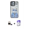 MARSİLYAN™- iPhone 14 Pro Max Kılıf Siluet Modern Özel Seri - Siyah Bilvis 5in1 3D Magic Cam Ekran Koruyucu + Bilvis Titan Kamera Lens - GS