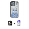 MARSİLYAN™- iPhone 14 Pro Max Kılıf Siluet Modern Özel Seri - Siyah Bilvis 5in1 3D Magic Cam Ekran Koruyucu + PVD Metal Kamera Lens - TU