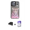 MARSİLYAN™- iPhone 14 Pro Max Kılıf Siluet Modern Özel Seri - Siyah Bilvis 5in1 3D Magic Cam Ekran Koruyucu + Gümüş Raze Metal Kamera Lens