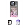 MARSİLYAN™- iPhone 14 Pro Max Kılıf Siluet Modern Özel Seri - Siyah Bilvis 5in1 3D Magic Cam Ekran Koruyucu + PVD Metal Kamera Lens - TU