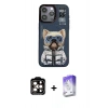 MARSİLYAN™- iPhone 14 Pro Max Kılıf Siluet Modern Özel Seri - Siyah Bilvis 5in1 3D Magic Cam Ekran Koruyucu + PVD Metal Kamera Lens - TU
