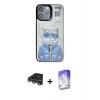 MARSİLYAN™- iPhone 14 Pro Max Kılıf Siluet Modern Özel Seri - Siyah Bilvis 5in1 3D Magic Cam Ekran Koruyucu + Gümüş Raze Metal Kamera Lens