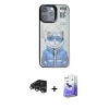 MARSİLYAN™- iPhone 14 Pro Max Kılıf Siluet Modern Özel Seri - Siyah Bilvis 5in1 5D Magic Hayalet Cam Ekran Koruyucu + Raze Metal Kamera Lens - GS