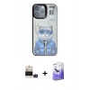 MARSİLYAN™- iPhone 14 Pro Max Kılıf Siluet Modern Özel Seri - Siyah Bilvis 5in1 5D Magic Hayalet Cam Ekran Koruyucu + Bilvis Titan Kamera Lens - DNMR