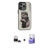 MARSİLYAN™- iPhone 14 Pro Max Kılıf Siluet Modern Özel Seri - Siyah Bilvis 5in1 5D Magic Hayalet Cam Ekran Koruyucu + Bilvis Titan Kamera Lens - SH