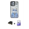 MARSİLYAN™- iPhone 14 Pro Max Kılıf Siluet Modern Özel Seri - Siyah Bilvis 5in1 5D Magic Hayalet Cam Ekran Koruyucu + Raze Metal Kamera Lens - GD
