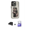 MARSİLYAN™- iPhone 14 Pro Max Kılıf Siluet Modern Özel Seri - Siyah Bilvis 5in1 5D Magic Hayalet Cam Ekran Koruyucu + Raze Metal Kamera Lens - GS