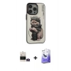 MARSİLYAN™- iPhone 14 Pro Max Kılıf Siluet Modern Özel Seri - Siyah Bilvis 5in1 5D Magic Hayalet Cam Ekran Koruyucu + Bilvis Titan Kamera Lens - GD