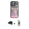 MARSİLYAN™- iPhone 14 Pro Max Kılıf Siluet Modern Özel Seri - Siyah Bilvis Hayalet Cam Ekran Koruyucu + Raze Metal Kamera Lens - GS
