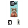 MARSİLYAN™- iPhone 14 Pro Max Kılıf Siluet Modern Özel Seri - Siyah Bilvis Hayalet Cam Ekran Koruyucu + PVD Metal Kamera Lens - TU