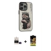 MARSİLYAN™- iPhone 14 Pro Max Kılıf Siluet Modern Özel Seri - Siyah Buffer Cam Ekran Koruyucu + Bilvis Titan Kamera Lens - SH