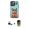 MARSİLYAN™- iPhone 14 Pro Max Kılıf Siluet Modern Özel Seri - Siyah Buffer Cam Ekran Koruyucu + Gold Bilvis Titan Kamera Lens