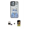 MARSİLYAN™- iPhone 14 Pro Max Kılıf Siluet Modern Özel Seri - Siyah Buffer Cam Ekran Koruyucu + Gold Bilvis Titan Kamera Lens