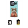 MARSİLYAN™- iPhone 14 Pro Max Kılıf Siluet Modern Özel Seri - Siyah Buffer Cam Ekran Koruyucu + PVD Metal Kamera Lens - TU