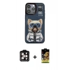 MARSİLYAN™- iPhone 14 Pro Max Kılıf Siluet Modern Özel Seri - Siyah Buffer Cam Ekran Koruyucu + PVD Metal Kamera Lens - TU