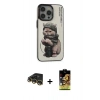 MARSİLYAN™- iPhone 14 Pro Max Kılıf Siluet Modern Özel Seri - Siyah Buffer Cam Ekran Koruyucu + Raze Metal Kamera Lens - GD