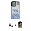 MARSİLYAN™- iPhone 14 Pro Max Kılıf Siluet Modern Özel Seri - Siyah Buffer Hayalet Cam Ekran Koruyucu + Derin Mor Bilvis Titan Kamera Lens