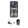 MARSİLYAN™- iPhone 14 Pro Max Kılıf Siluet Modern Özel Seri - Siyah Buffer Hayalet Cam Ekran Koruyucu + Gümüş Bilvis Titan Kamera Lens