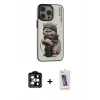 MARSİLYAN™- iPhone 14 Pro Max Kılıf Siluet Modern Özel Seri - Siyah Joko 5D Cam + Turuncu PVD Metal Kamera Lens
