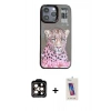 MARSİLYAN™- iPhone 14 Pro Max Kılıf Siluet Modern Özel Seri - Siyah Joko 5D Cam + Turuncu PVD Metal Kamera Lens
